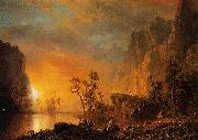 Albert Bierstadt Sunset in the Rockies oil painting artist